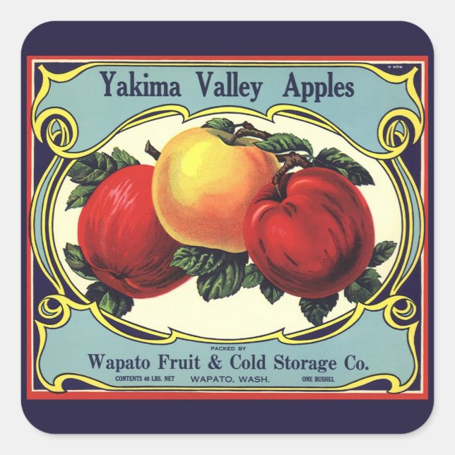 Vintage Fruit Crate Label Art Yakima Valley Apples (Front)