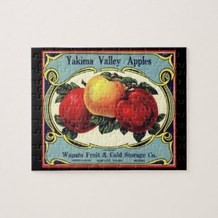Vintage Fruit Crate Label Art Yakima Valley Apples Jigsaw Puzzle
