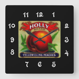 Vintage Fruit Crate Label Holly - wall clock