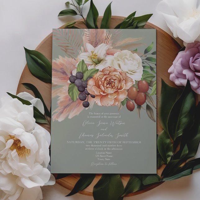 Vintage Fruit Floral Wedding Invitation (Creator Uploaded)