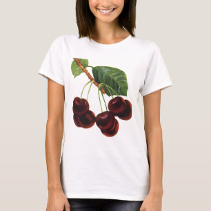 Vintage Fruit Foods, Ripe Cherries from a Tree T-Shirt