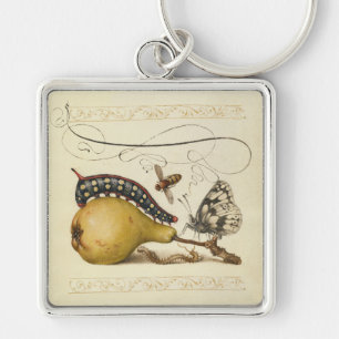 Vintage Fruit Insects Bee Butterfly Caterpillar Keychain