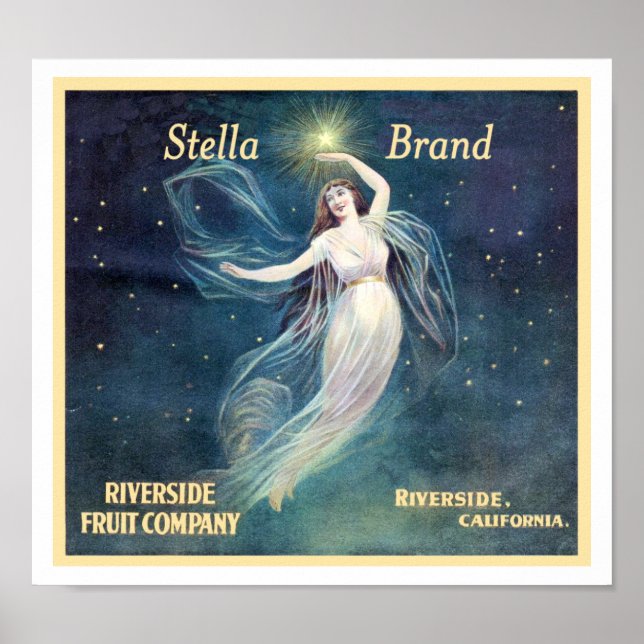 Vintage Fruit Label Art Woman California Poster (Front)