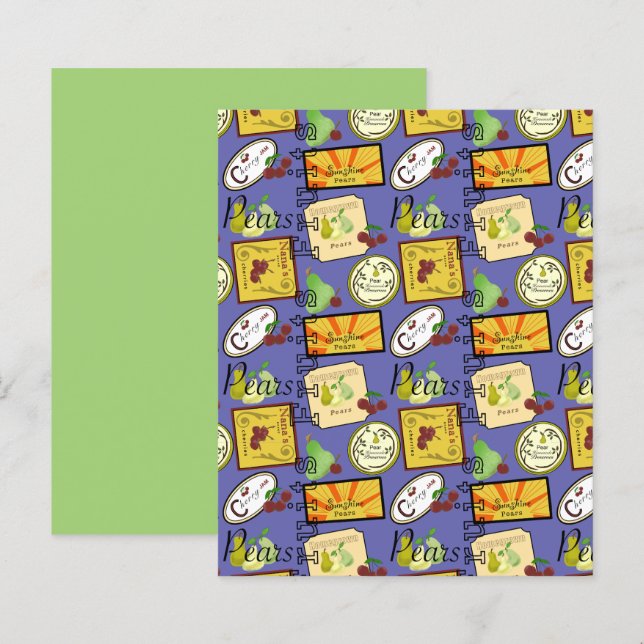Vintage Fruit Labels Scrapbook Paper Sheet (Front/Back)