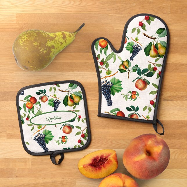 Vintage Fruit Oven Mitt & Pot Holder Set (Creator Uploaded)