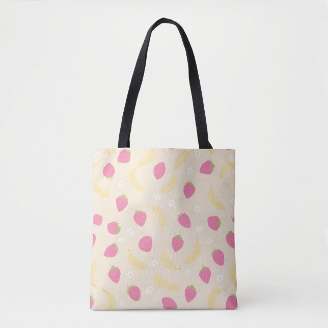 vintage fruit pattern aesthetic tote bag (Front)