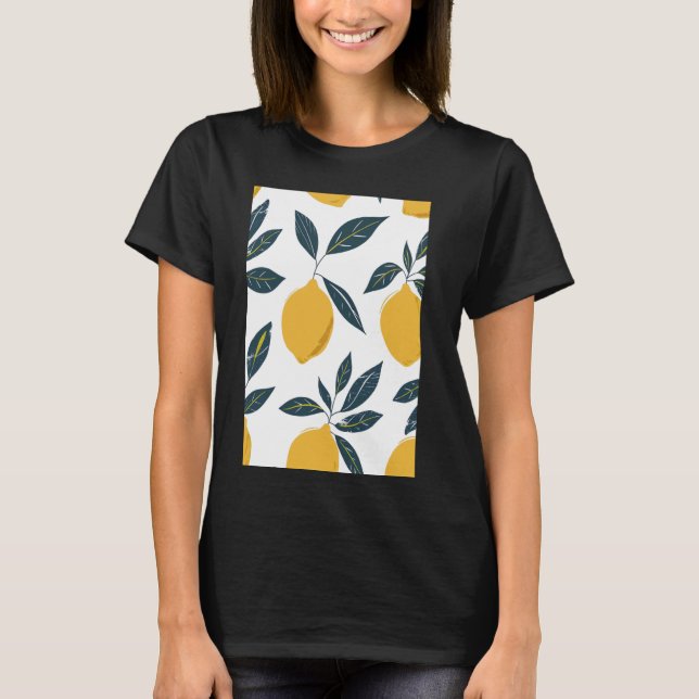 Vintage Fruit Pattern Art Lemon T-Shirt (Front)