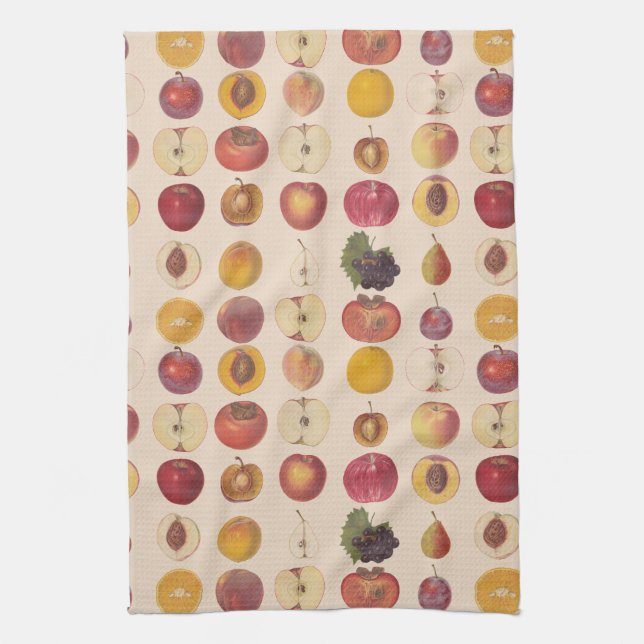 Vintage Fruit Pattern Kitchen Towel (Vertical)