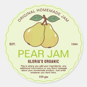 Vintage Fruit Pear Jam Homemade Product Classic Round Sticker