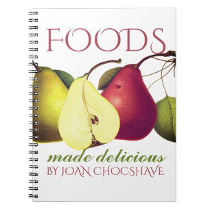 Vintage fruit pears cooking baking recipe notebook