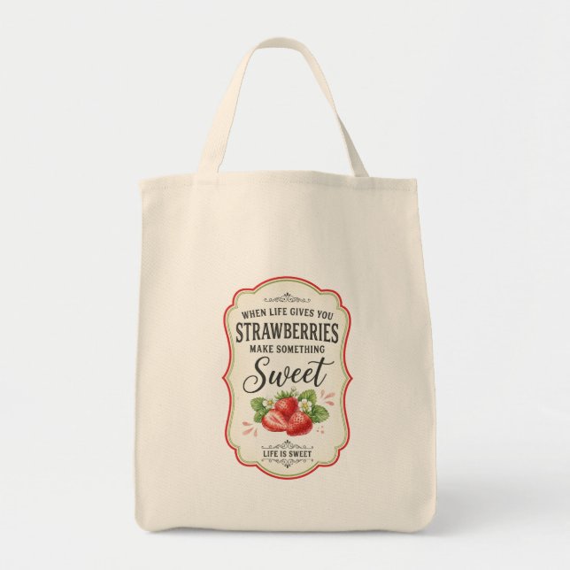 Vintage Fruit Quote Tote Bag (Front)
