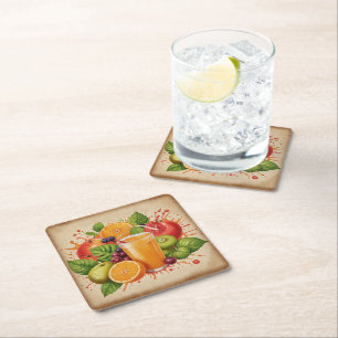 Vintage fruit square paper coaster