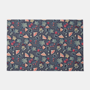 Vintage fruits berry cherry watermelon grape dark doormat