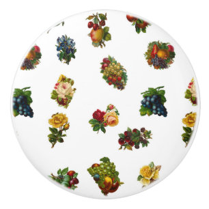 Vintage Fruits & Flowers Ceramic Knob