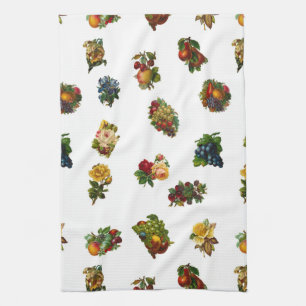 Vintage Fruits & Flowers Kitchen Towel
