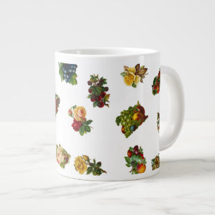 Vintage Fruits & Flowers Large Coffee Mug