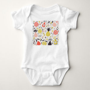 Vintage fruits, flowers: seamless pattern. baby bodysuit