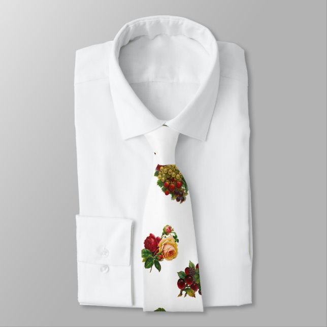 Vintage Fruits & Flowers Tie (Tied)