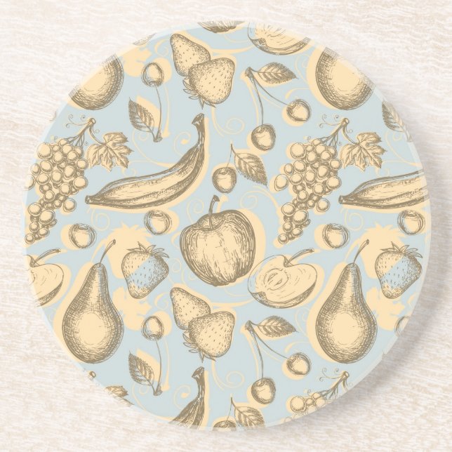Vintage fruits pattern coaster (Front)