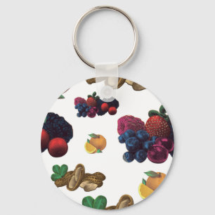 Vintage Fruits Pattern Keychain