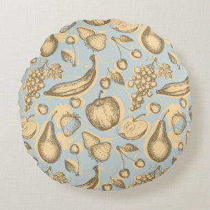 Vintage fruits pattern round pillow