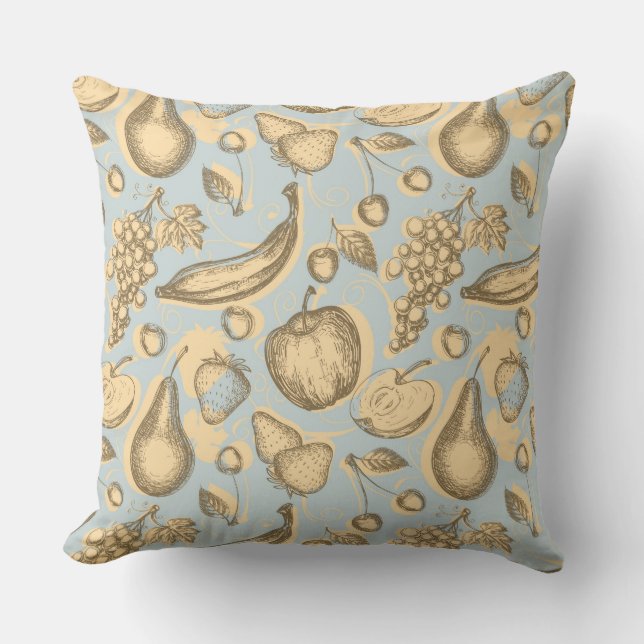 Vintage fruits pattern throw pillow (Front)