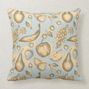 Vintage fruits pattern throw pillow