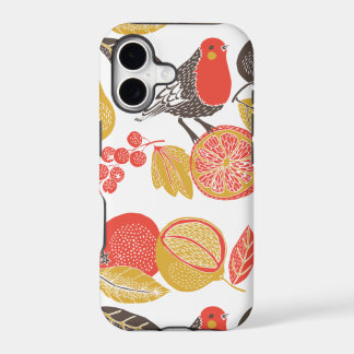 Vintage fruity bird wallpaper