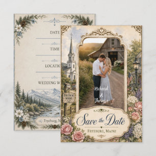 Vintage Fryeburg Maine Country Photo Save The Date