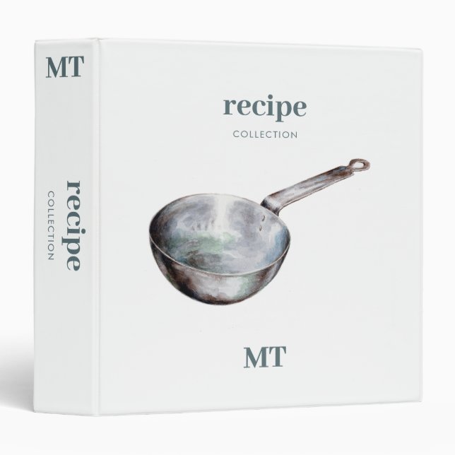 Vintage Frying Pan Recipe Cookbook Monogram Binder (Front/Spine)