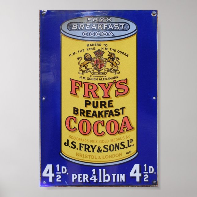 Vintage Fry's Pure Breakfast Cocoa Advertisement Poster (Front)