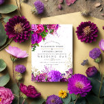 Vintage Fuchsia and Purple Shabby Floral Wedding Invitation<br><div class="desc">Fuchsia and purple shabby-chic roses wedding invitations with accents of magenta,  plum,  pink and gold.</div>