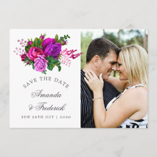 Vintage Fuchsia and Purple Shabby Save the Date
