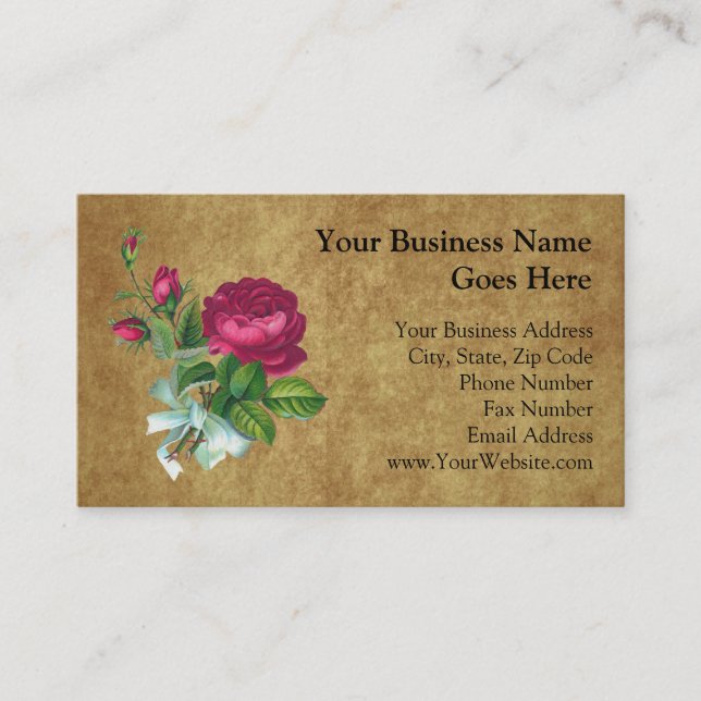 Vintage Fuchsia Rose Business Card (Front)