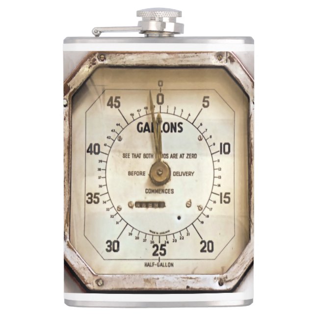 VINTAGE FUEL GAUGE HIP FLASK (Front)