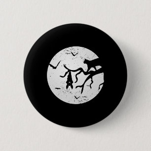 Vintage Full Moon Cat Bat Tree Spooky Halloween Co 2 Inch Round Button