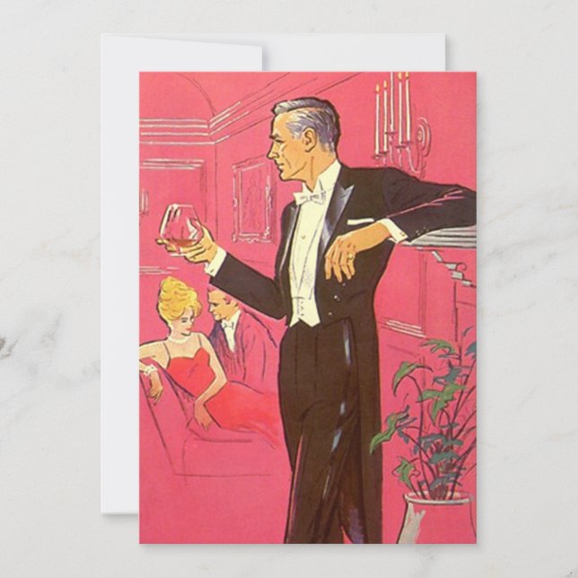 Vintage Fun Blank Uptown Cocktail Party Invitation (Front)