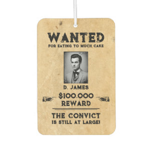 Vintage Fun Convict Reward Wanted Birthday Party Air Freshener