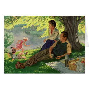 Vintage Fun Family Picnic Under a Shade Tree