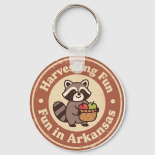 Vintage Fun in Arkansas Raccoon Harvesting Keychain