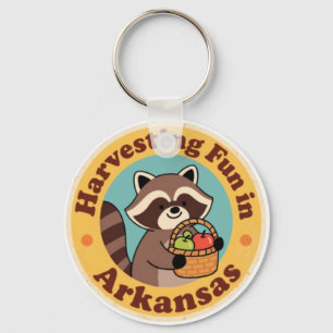 Vintage Fun in Arkansas Raccoon Harvesting Keychain