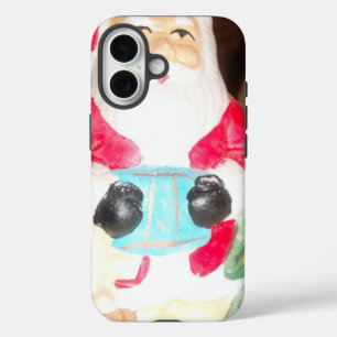 Vintage Fun Santa with Snow Art Print iPhone 16 Case