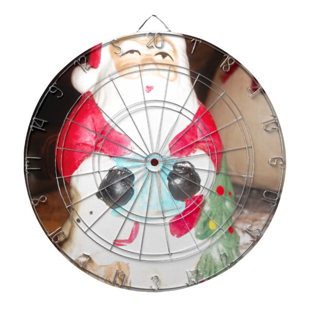 Vintage Fun Santa with Snow Art Print Dartboard (Front)