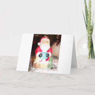 Vintage Fun Santa with Snow Art Print Holiday Card