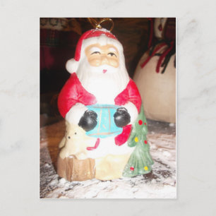 Vintage Fun Santa with Snow Art Print Holiday Postcard