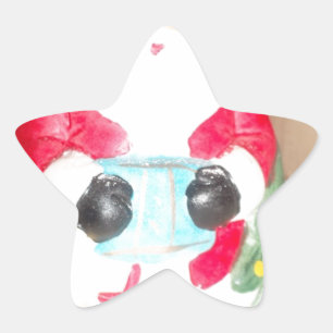 Vintage Fun Santa with Snow Art Print Star Sticker