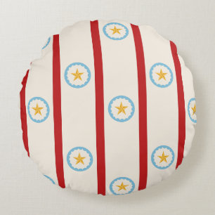 Vintage Funhouse Circus Stars Retro Carnival Round Pillow