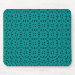Vintage Funk Geometric Mousepad, Bright Teal Mouse Pad