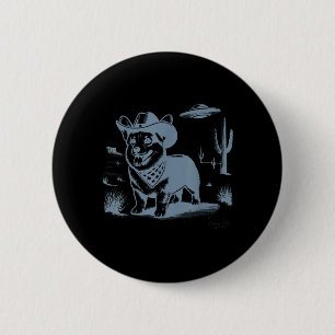 Vintage Funny 90s Western Cowboy Corgi Ufo 2 Inch Round Button