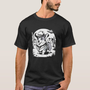 Vintage Funny 90s Western Cowboy Corgi UFO T-Shirt